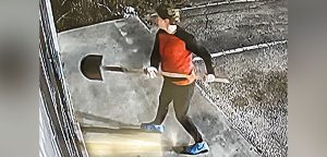 vandalized door