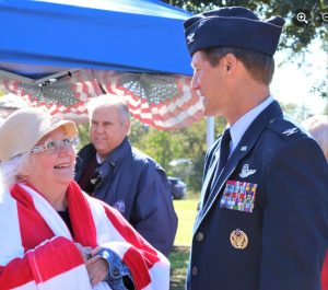 woman honoring vet