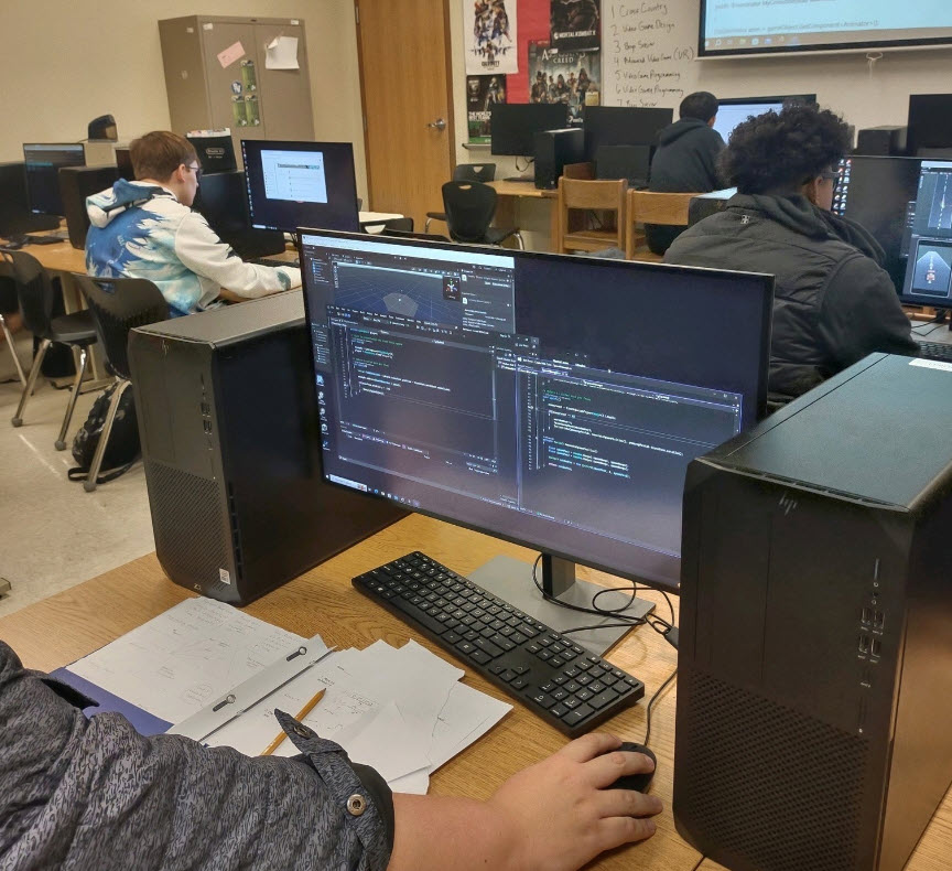 students on computers