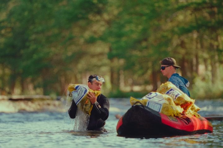 trash in river