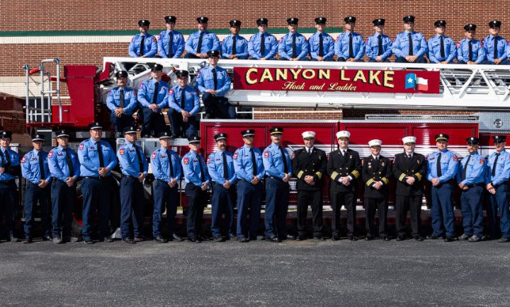 canyon Lake firefighters on truck