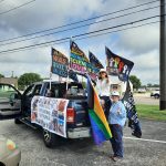 truck with flags