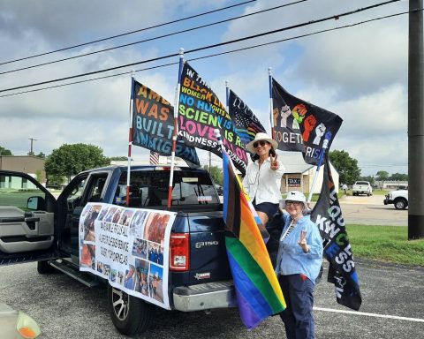 truck with flags