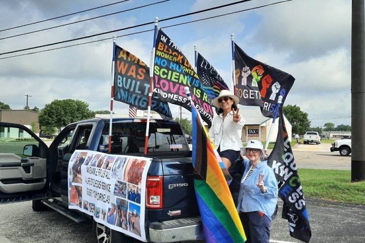 truck with flags