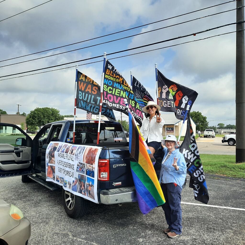 truck with flags